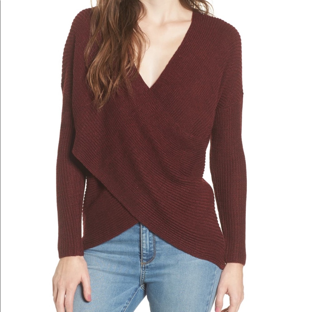 ASTR The Label Burgandy Wrap Sweater S